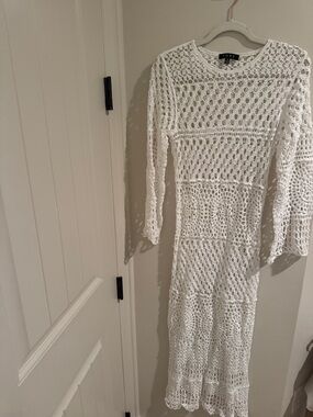 White Crochet Maxi Swim Coverup by FOREVER 21
